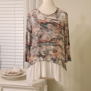 Karen Kane High Low Peplum Top Sweater Size S Multicolored USA